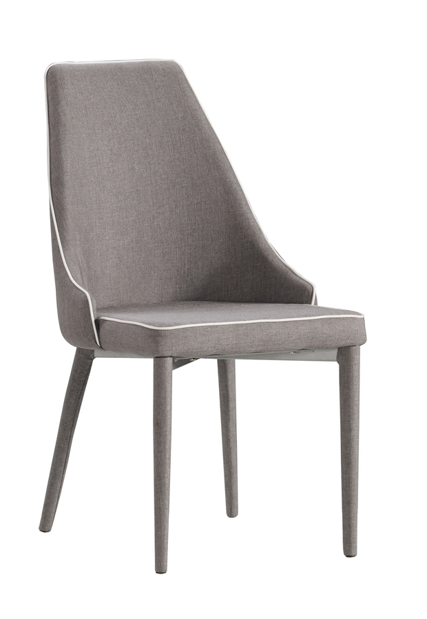 安東尼餐椅-灰色布-五金腳